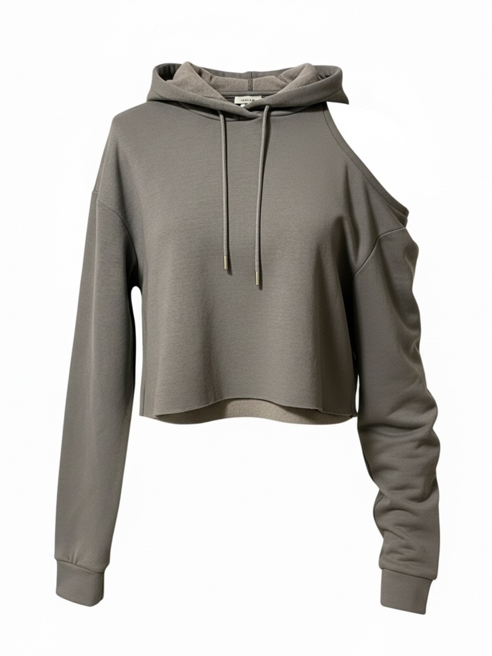 Cold-Shoulder Cropped Hoodie Jacket in Light Gray - Étophe Studios
